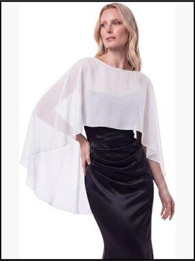 Chiffon Cape Shawl Wrap Pullover High Low Hem Evening Wedding Guest Dressy